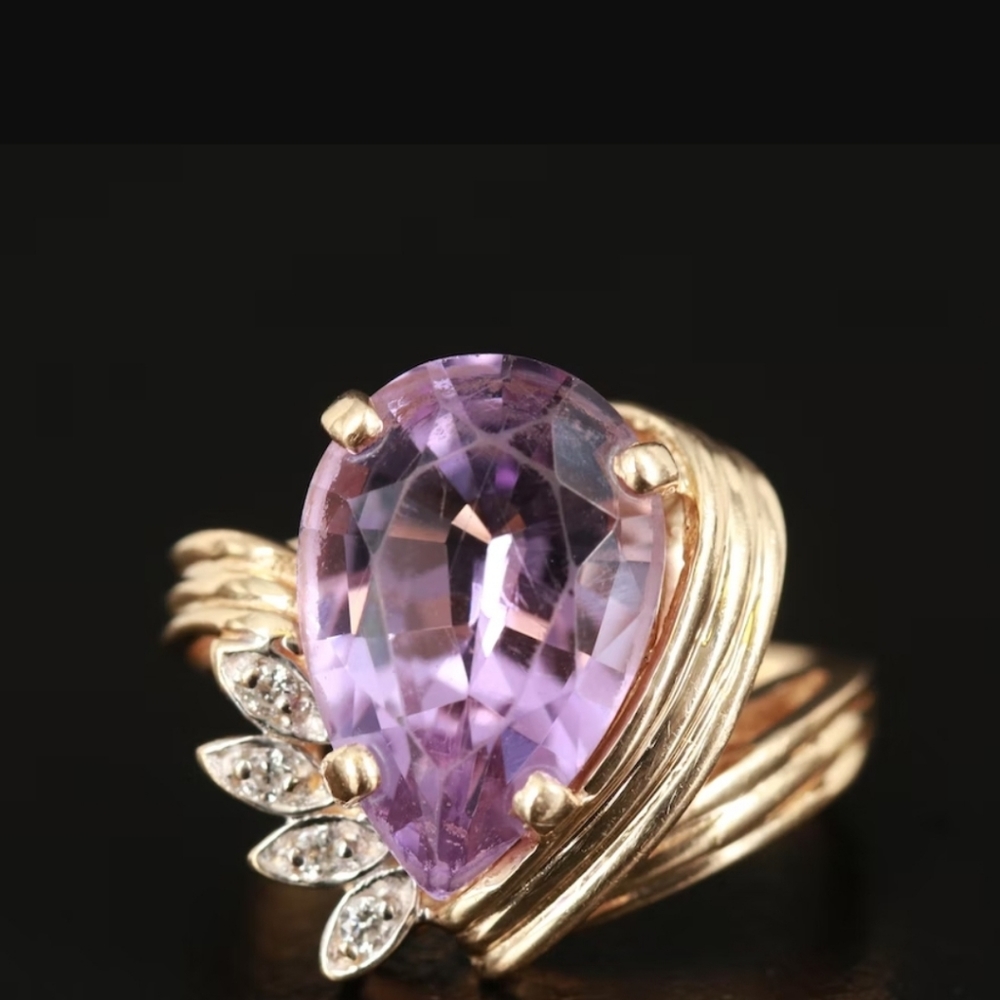 *sold* 14k Amethyst and Diamond Ring